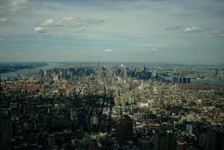 Uitzicht op Manhattan vanuit de 107 ste verdieping van het World Trade Center